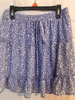 Sienna Sky Lavender Floral Tie-Waist Tiered Skirt